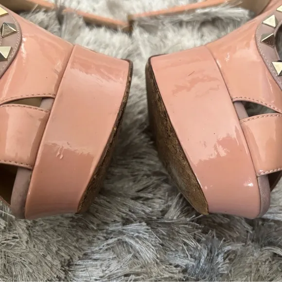 Valentino logo stud open toe shoes baby doll pump Rockstud Platform heels