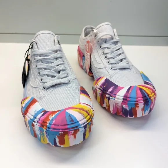 Vans Old Skool Tape Rainbow Swirl Grey Swap Soles Tapered Modular Sneakers 7.5