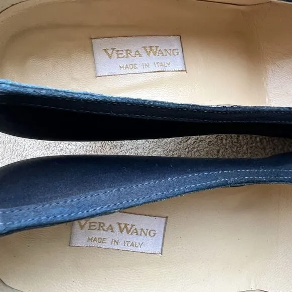 Vera Wang Navy Blue Dyed Fabric Heels w/ Bow Women’s 6 Formal Wedding Party