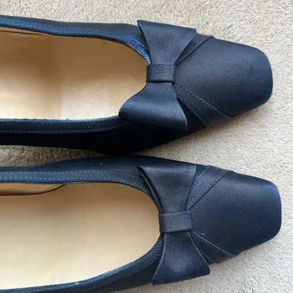 Vera Wang Navy Blue Dyed Fabric Heels w/ Bow Women’s 6 Formal Wedding Party