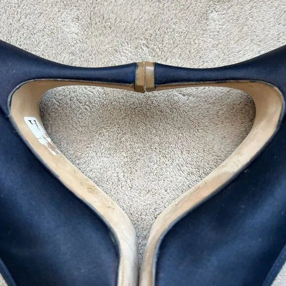 Vera Wang Navy Blue Dyed Fabric Heels w/ Bow Women’s 6 Formal Wedding Party