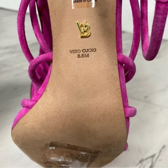 Veronica Beard Aneesha Pink Suede Strappy Heeled Sandal 8 1/2 M