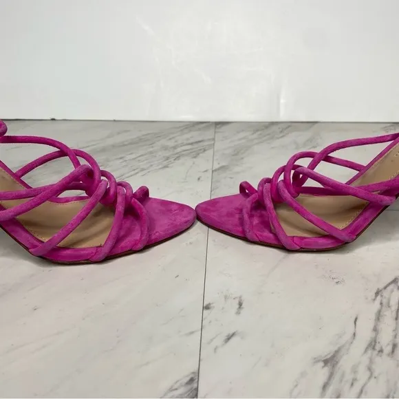 Veronica Beard Aneesha Pink Suede Strappy Heeled Sandal 8 1/2 M