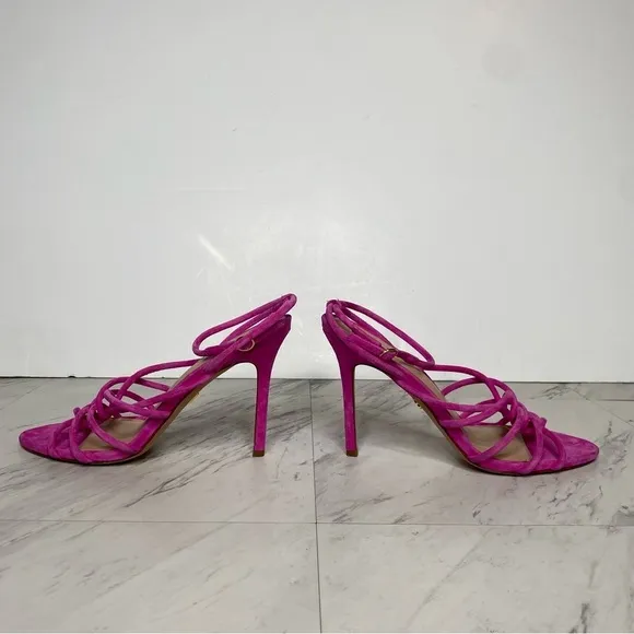Veronica Beard Aneesha Pink Suede Strappy Heeled Sandal 8 1/2 M
