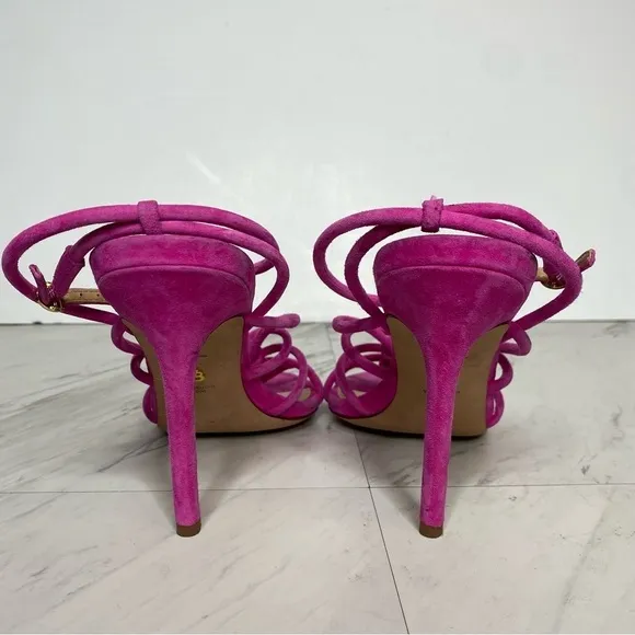 Veronica Beard Aneesha Pink Suede Strappy Heeled Sandal 8 1/2 M