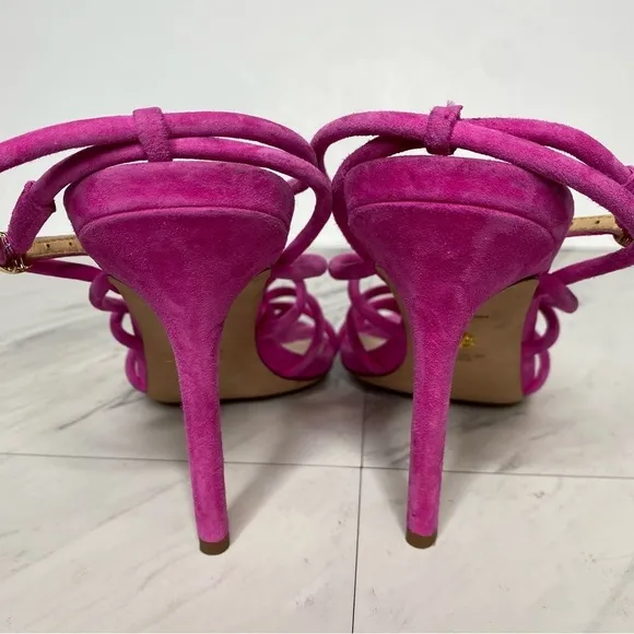Veronica Beard Aneesha Pink Suede Strappy Heeled Sandal 8 1/2 M