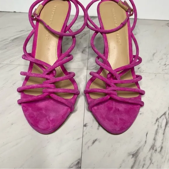 Veronica Beard Aneesha Pink Suede Strappy Heeled Sandal 8 1/2 M