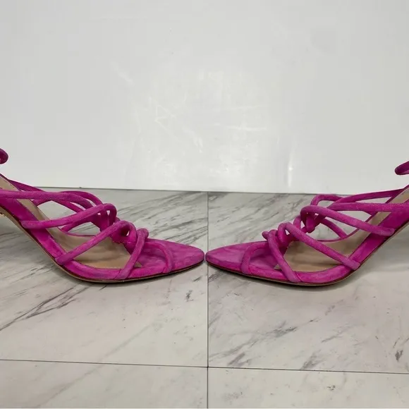 Veronica Beard Aneesha Pink Suede Strappy Heeled Sandal 8 1/2 M
