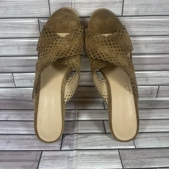 Veronica Beard Gaynor Women's Brown Suede Open Toe Mule Sandal Size 11-NEW