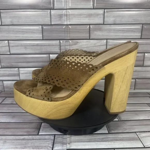 Veronica Beard Gaynor Women's Brown Suede Open Toe Mule Sandal Size 11-NEW