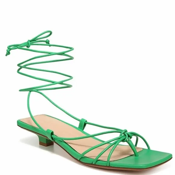 VERONICA BEARD GREEN LEATHER STRAPPY SANDALS