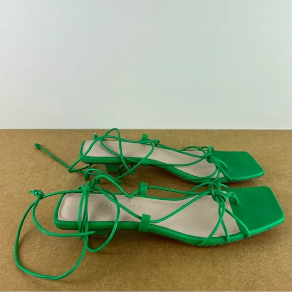 VERONICA BEARD GREEN LEATHER STRAPPY SANDALS