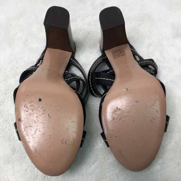 Veronica Beard Womens Black Leather Strappy Sandals Size 38