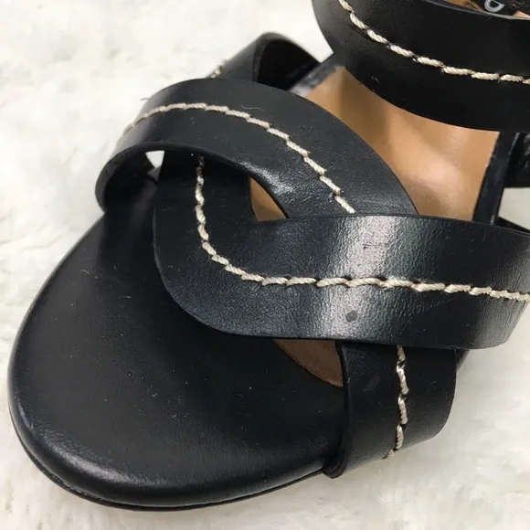 Veronica Beard Womens Black Leather Strappy Sandals Size 38