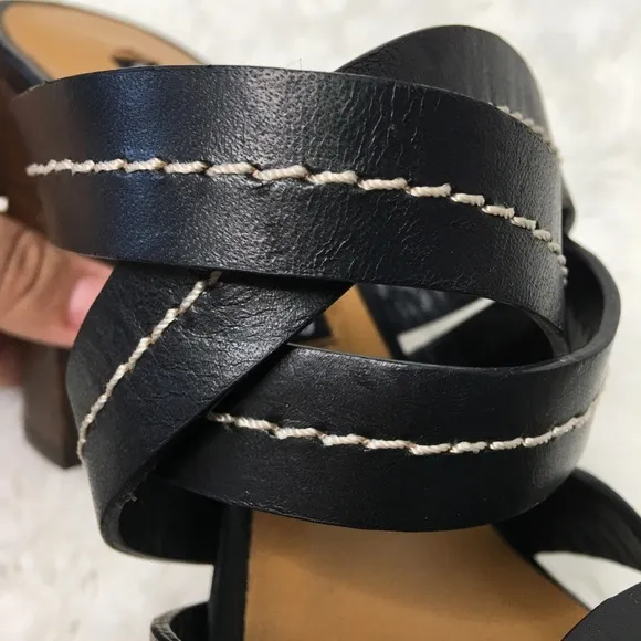 Veronica Beard Womens Black Leather Strappy Sandals Size 38