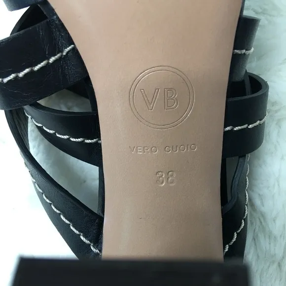 Veronica Beard Womens Black Leather Strappy Sandals Size 38