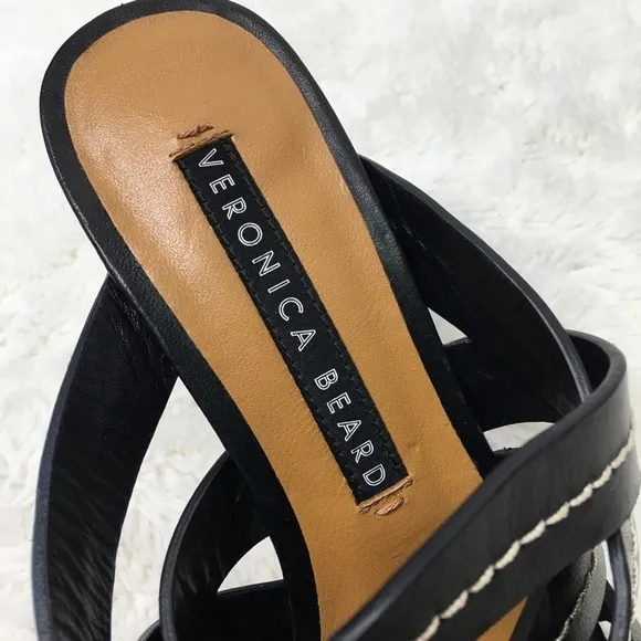 Veronica Beard Womens Black Leather Strappy Sandals Size 38