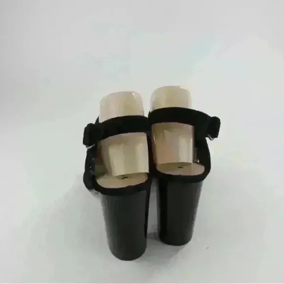 Via Spiga Black Suede Ankle Strap Sandal Heels Open Toe Size 9M Cutout Shoes