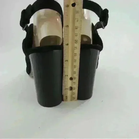 Via Spiga Black Suede Ankle Strap Sandal Heels Open Toe Size 9M Cutout Shoes