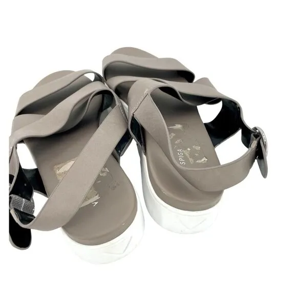 Via Spiga Grey Leather Sandals Cross Strap Buckle SZ 10 New