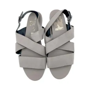 Via Spiga Grey Leather Sandals Cross Strap Buckle SZ 10 New