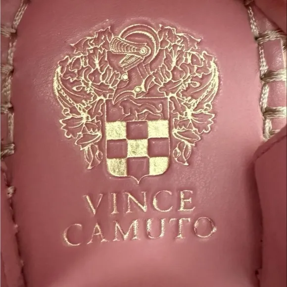 Vince Camuto Bendsen Pink Wedge Sandals Silky Nubuck Braided with Ankle Straps