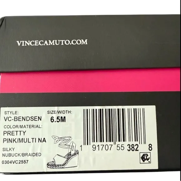 Vince Camuto Bendsen Pink Wedge Sandals Silky Nubuck Braided with Ankle Straps