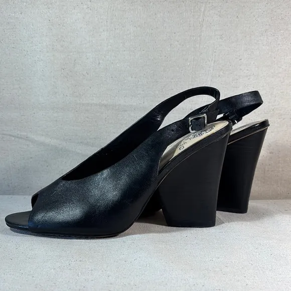 Vince Camuto Black Leather Women's Slingback Shoes Size 8.5