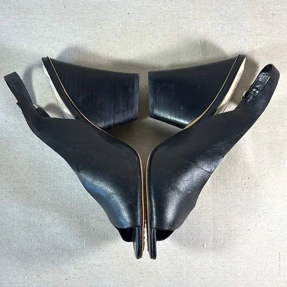 Vince Camuto Black Leather Women's Slingback Shoes Size 8.5