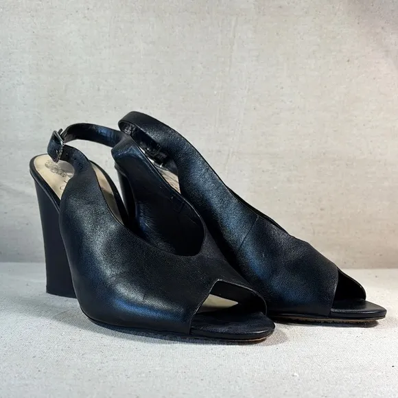 Vince Camuto Black Leather Women's Slingback Shoes Size 8.5