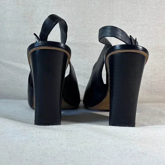 Vince Camuto Black Leather Women's Slingback Shoes Size 8.5