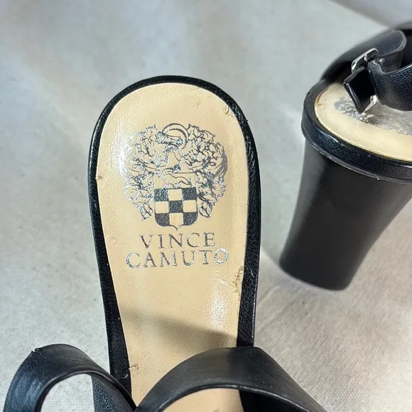 Vince Camuto Black Leather Women's Slingback Shoes Size 8.5
