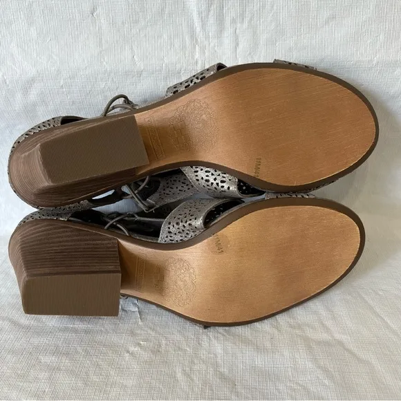 Vince Camuto Corbina Metallic Leather Heeled Open Toe Shoes