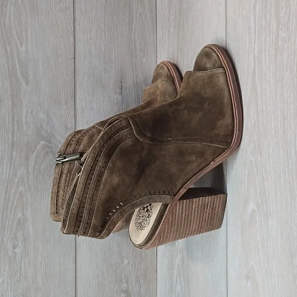 Vince Camuto Women Koral Leather Open Toe Heels shoes Ankle boot sz 9M
