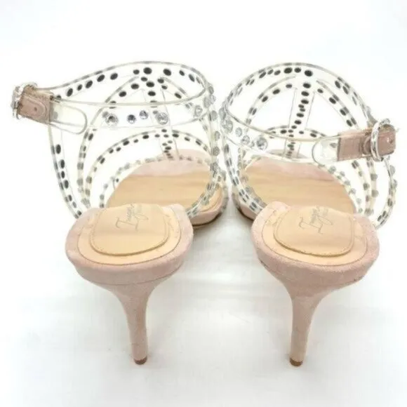 Vince Camuto Womens Imagine  Rhinestone Leather Open Toe Heels Sandals