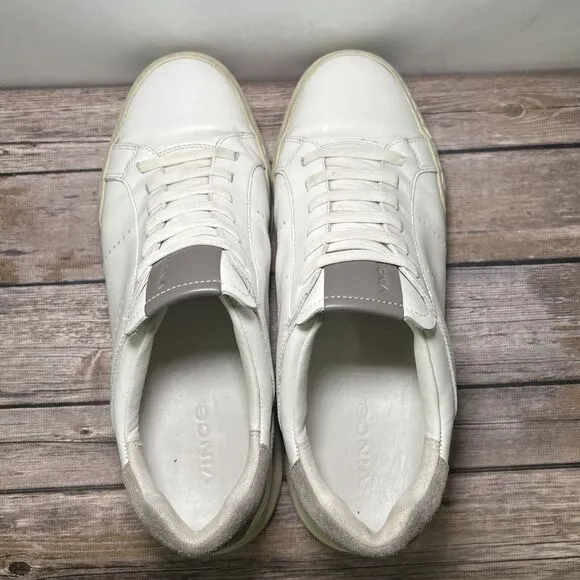 Vince Mercer Fashion Sneakers Mens Size 10 White Gray Suede Back Shoes Lace Up