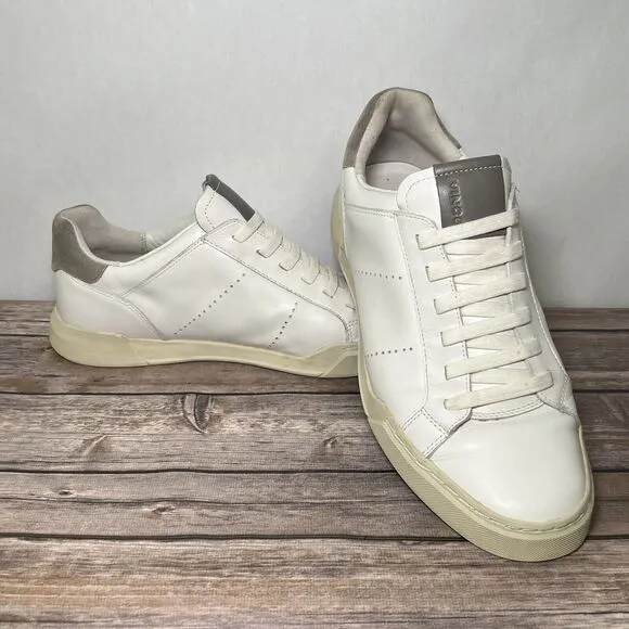 Vince Mercer Fashion Sneakers Mens Size 10 White Gray Suede Back Shoes Lace Up