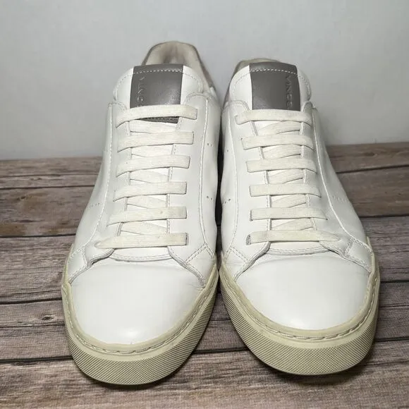 Vince Mercer Fashion Sneakers Mens Size 10 White Gray Suede Back Shoes Lace Up