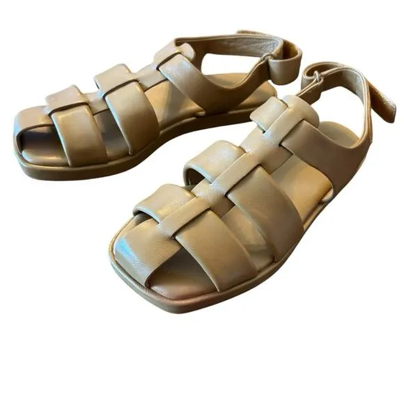 Vince Rava Strappy Fisherman Leather Sandals Minimal Sophisticated Tan NEW 6