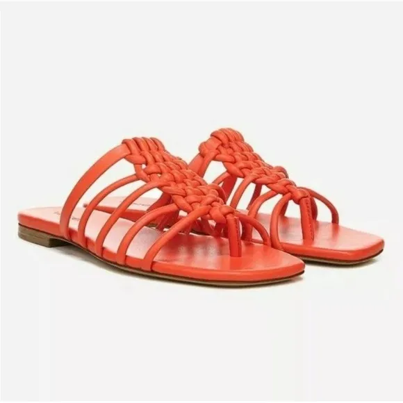 Vince Womens Dae Strappy Toe Flat Sandals Burnt Orchid 6 M