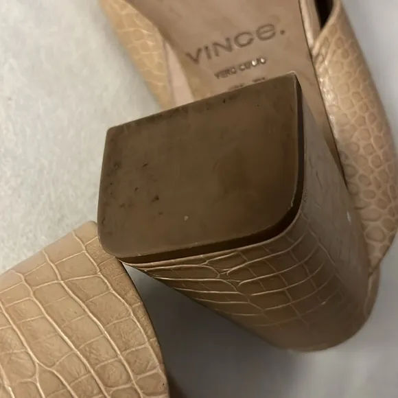 Vince Women's Tan Croc-Embossed Mules