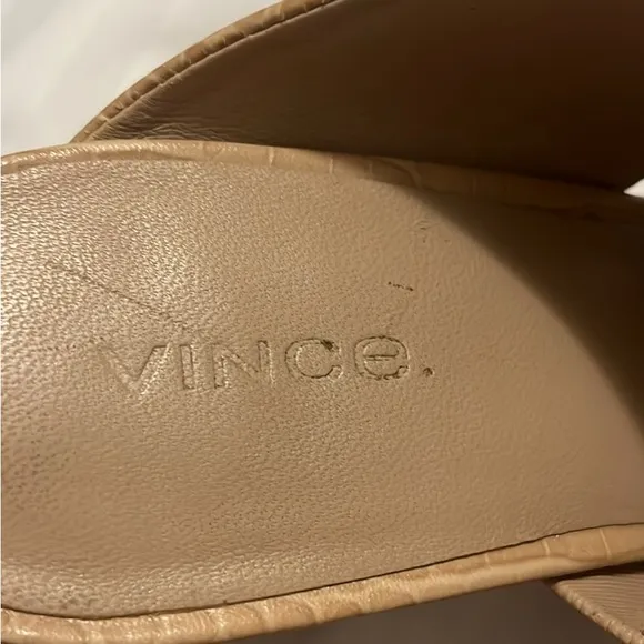 Vince Women's Tan Croc-Embossed Mules