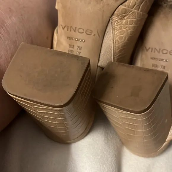 Vince Women's Tan Croc-Embossed Mules