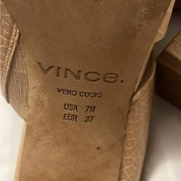 Vince Women's Tan Croc-Embossed Mules