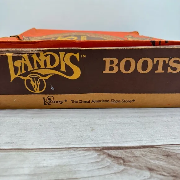 Vintage 1987 Landis Leather Western Biker Boots in Original Box Made in the USA
