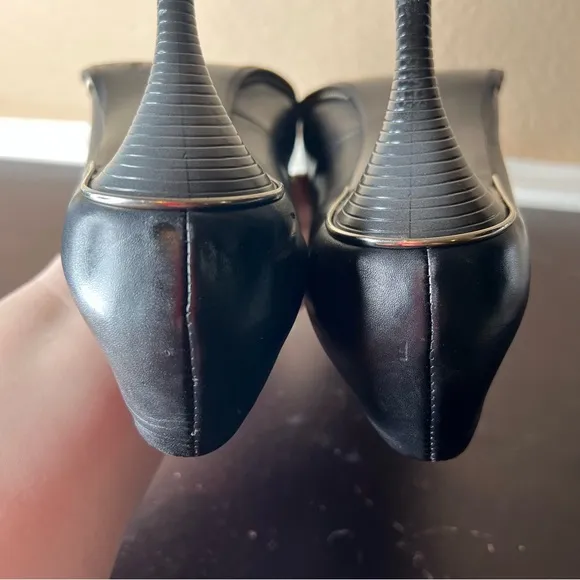 Vintage 1990's (EU 37) Maccioni Black Leather Pumps, High Heeled Shoes, 90's