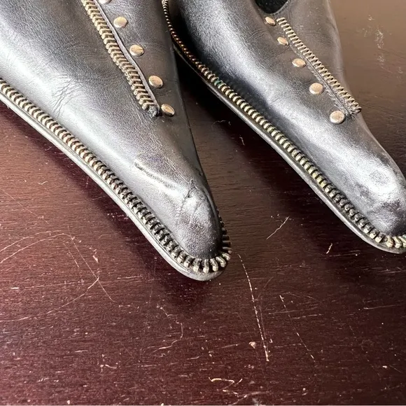 Vintage 1990's (EU 37) Maccioni Black Leather Pumps, High Heeled Shoes, 90's