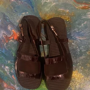 Vintage 2000s GIANNI VERSACE brown Strappy Sandals size 12