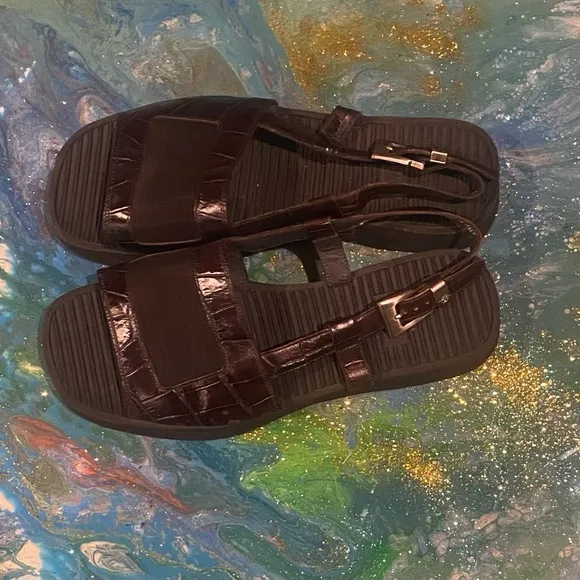 Vintage 2000s GIANNI VERSACE brown Strappy Sandals size 12