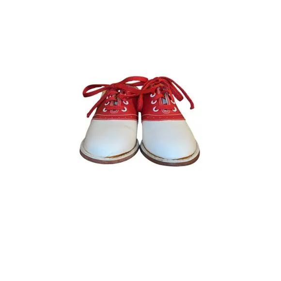 Vintage 80s Red &amp; White Saddle Shoes – Women’s Size 8M – Made in Taiwan R.O.C.
